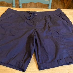 Avenue Women’s Navy Poplin Drawstring Pull On Shorts